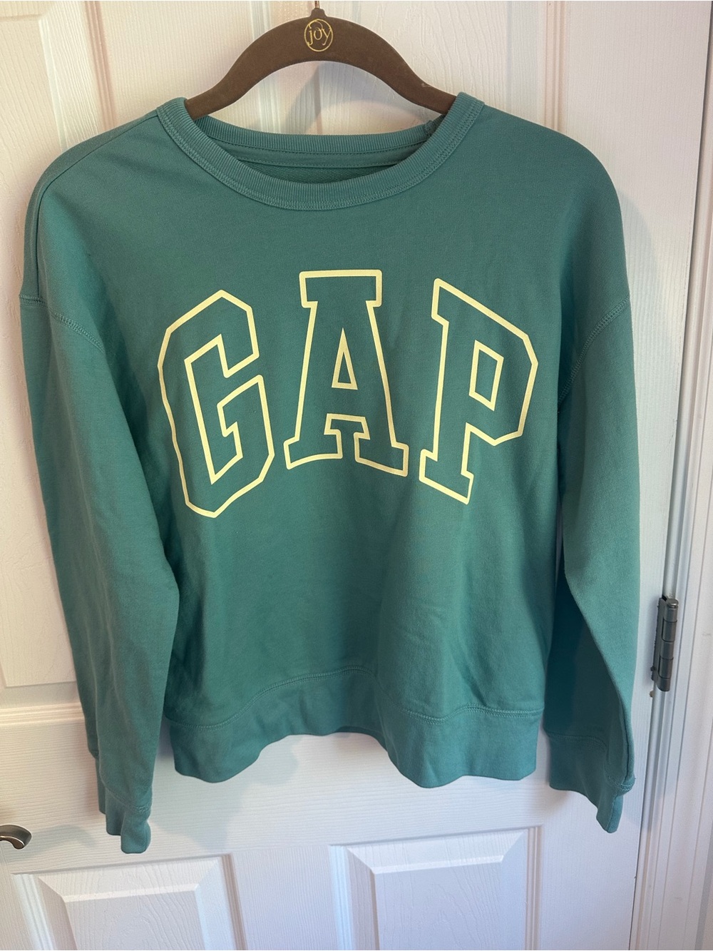 GAP Teal Crewneck Sweatshirt with Pale Yellow Logo